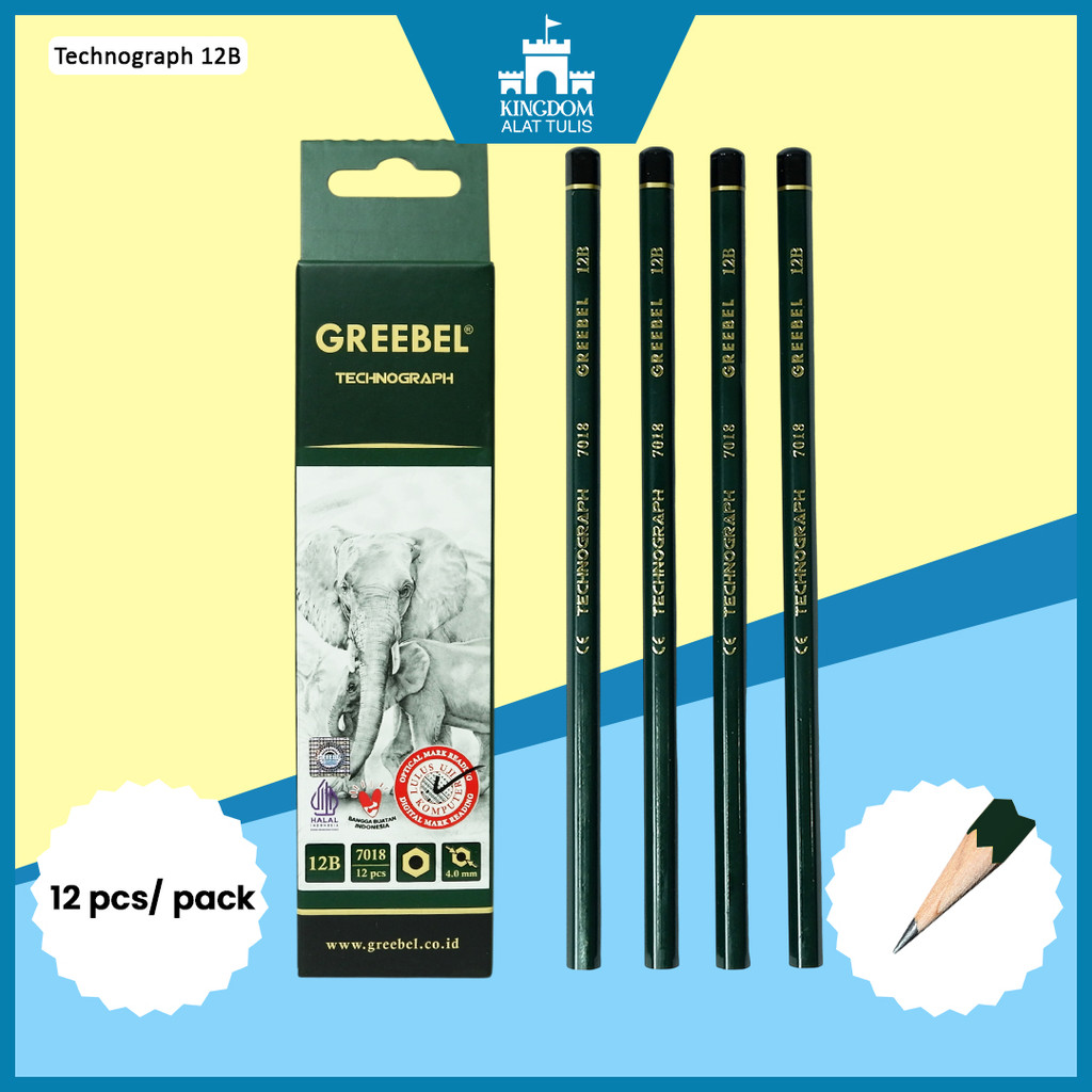 

GREEBEL Pensil Serut 12B 7018 (12PCS/SET) / Alat Tulis Ujian Sekolah / Pensil Gambar
