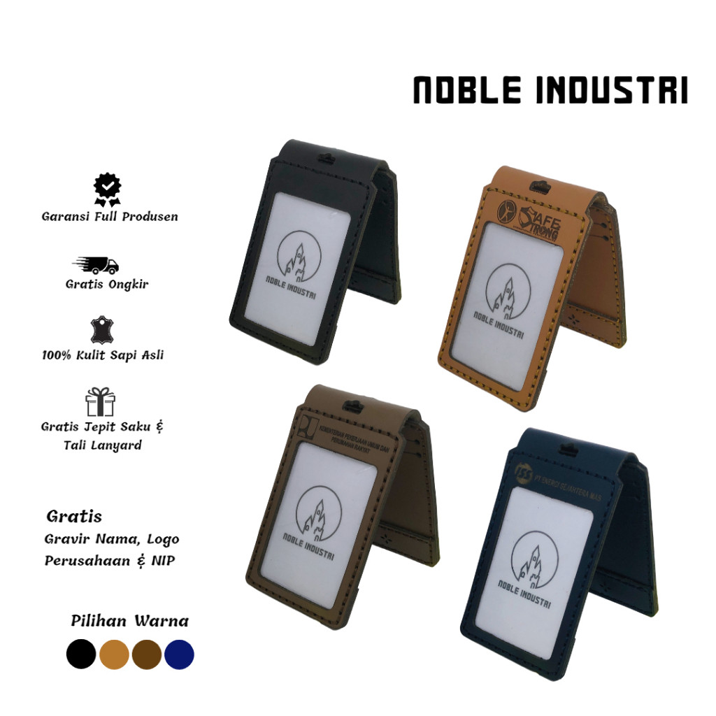 

KAYDEN STORE Id Card Holder Magnet Nametag Kulit Sapi Asli Premium Free Custom Logo Perusahaan Instansi dan Nama