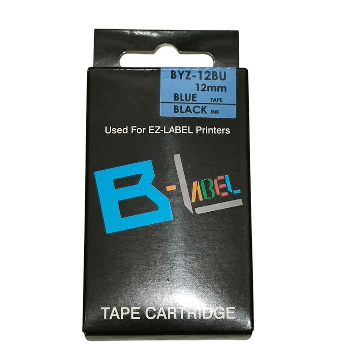 

Refill pita tape printer EZ label casio black on blue biru 12mm