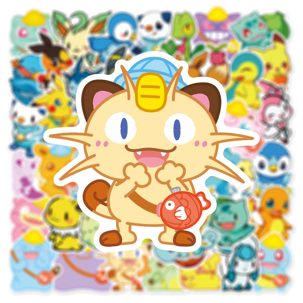 

10/30/50pcs Kawaii Pokemon Anime Stickers for Kids Pikachu Psyduck Eevee Kids Cartoon Decals DIY Laptop Skateboard Sticker Toys