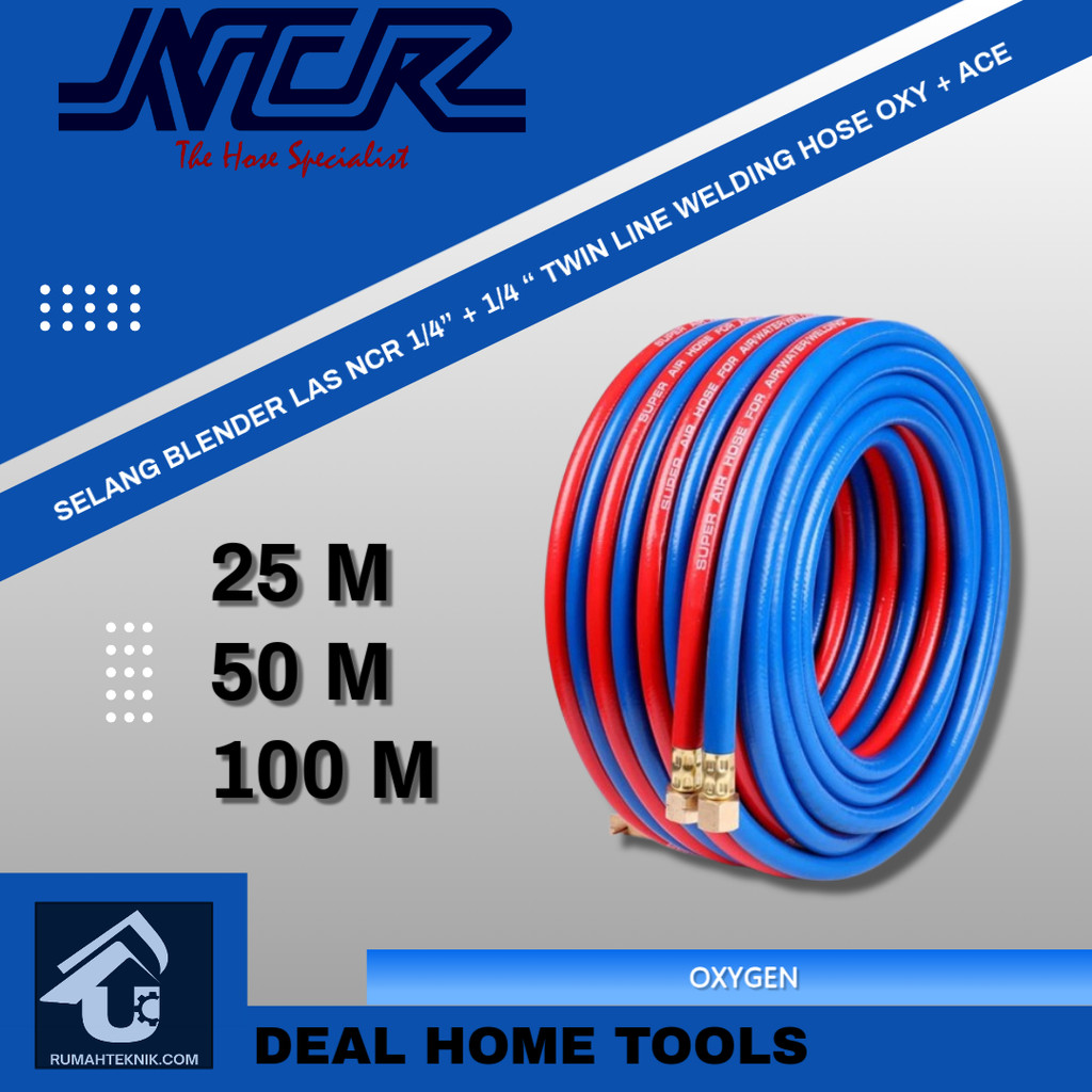SELANG BLENDER LAS NCR 1/4” + 3/8“ TWIN LINE WELDING HOSE OXY + ACE
