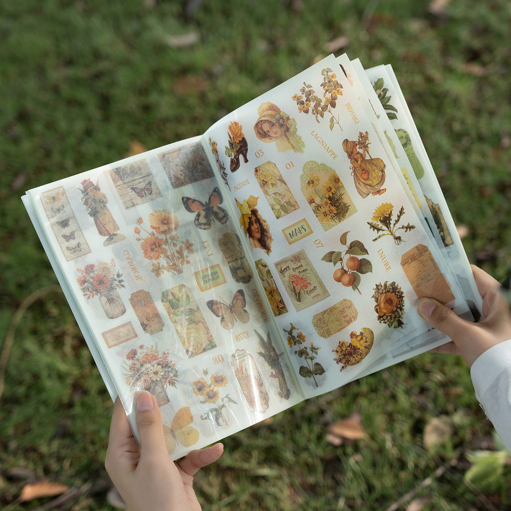 

24 pcs Large size Vintage Stickers book Adhesive Diy Hand Account Diary Album Scrapbooking Junk Journal Supplies