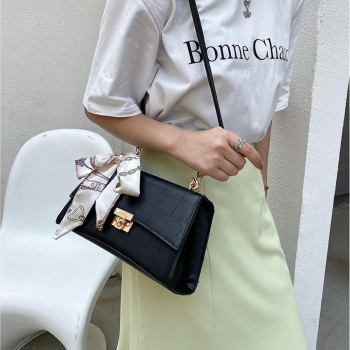 Tas Fashion ORIGINAL Impor Cewe #6313TR shoulder bag tas slempang korean Wanita - #6313TR_HITAM