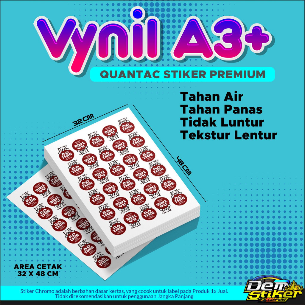 

Cetak Stiker Label Makanan & Minuman Vynil A3 Tahan Air + Cutting - Cetak Stiker Logo Custom Murah