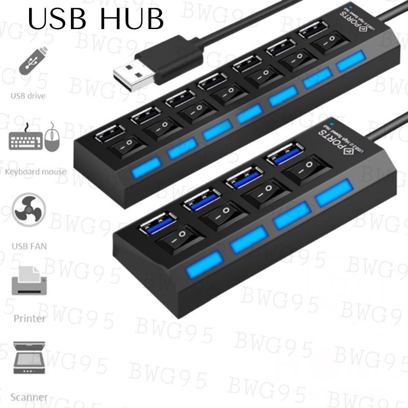 4 Port USB 7 Port USB Hub Saklar 4 Port / 7 Port Hub Data Reader High Speed / USB Hub 7 Port USB 4 P