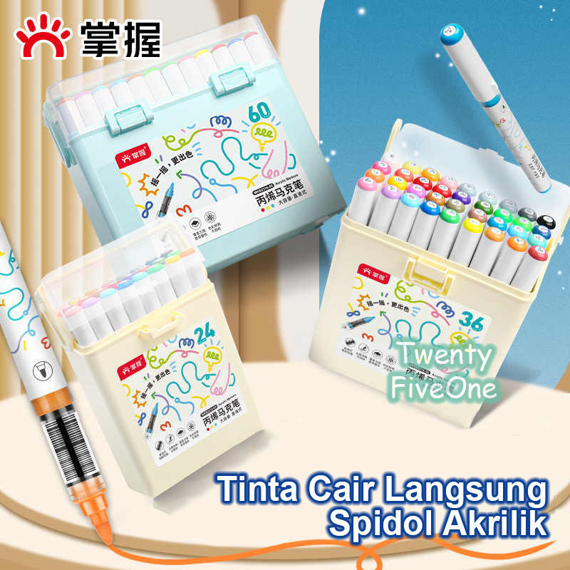 

Grasp Marker Akrilik 60 Warna untuk Pelajar Tinta Cair Tidak Tembus & Dapat Ditumpuk, Spidol Lukis Premium