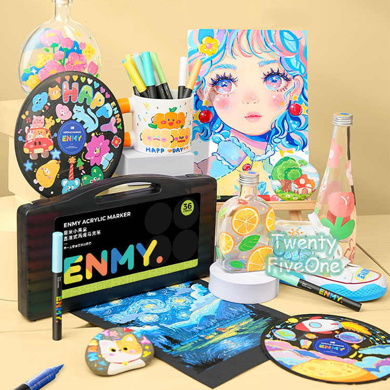 

Ay00! ENMY Akrilik Pen Langsung Cairan Lukisan Mahasiswa Dedicated Waterproof Stackable Kotak Hitam
