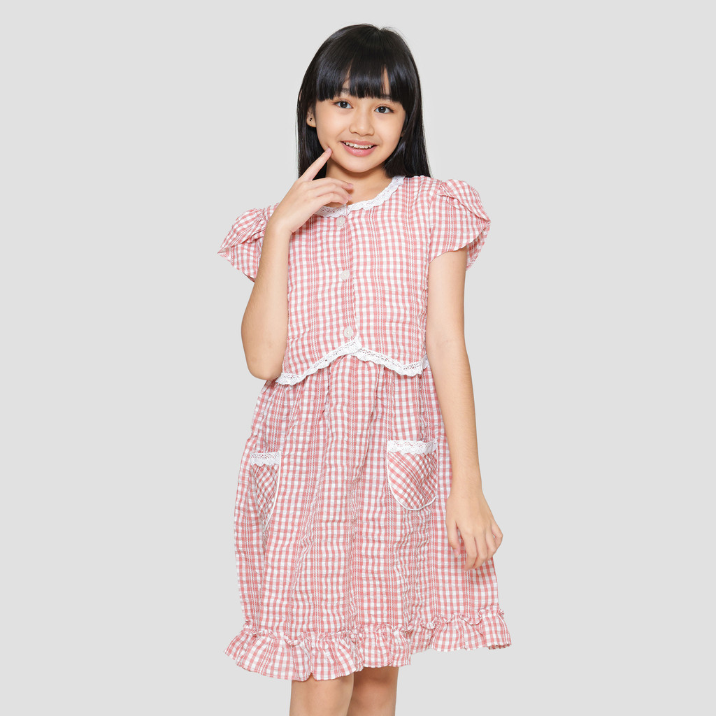 Nevada Checks Text Midi Dress Anak Perempuan 121756753