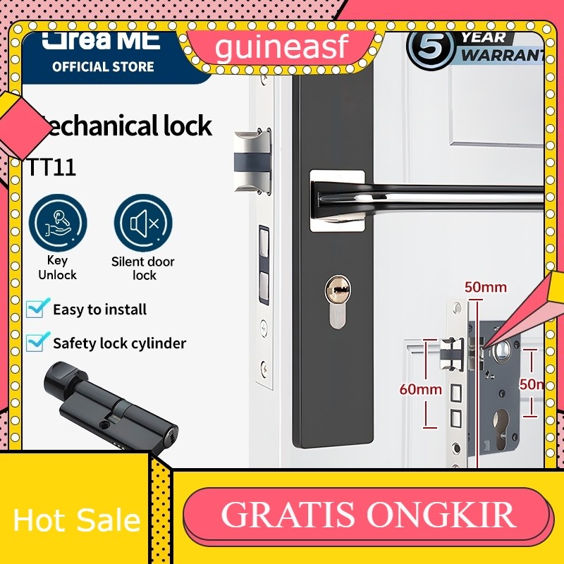 Kunci Handle Handel Pintu Rumah Gembok Anti Maling Dengan Inti Kunci Tahan Bobol Set/Kunci Pintu Kam