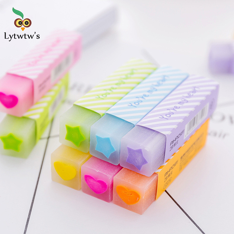 

Lytwtw's 2B Cute Candy Soft Erasers For Kids Rubber Kawaii Stationery School Office Supplies Creative Easy Clean Funny