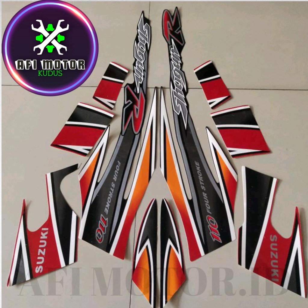 Striping Stiker Polet Suzuki Shogun 110 R 2002 2003 Hitam Merah Body Full Set Standar  Premium Stick