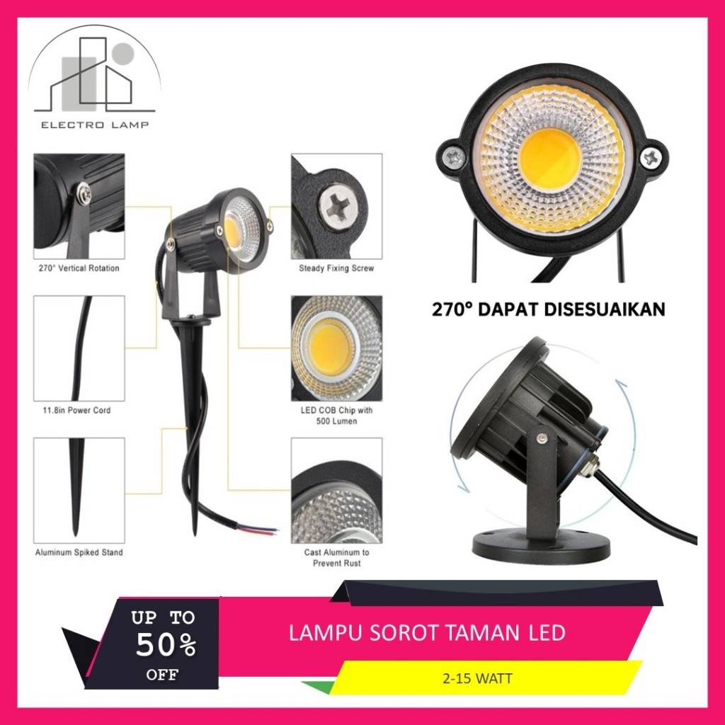 Termurah Lampu Taman LED 3WATT/ 5WATT/ 9 WATT / 15WATT LED sorot taman lampu sorot taman