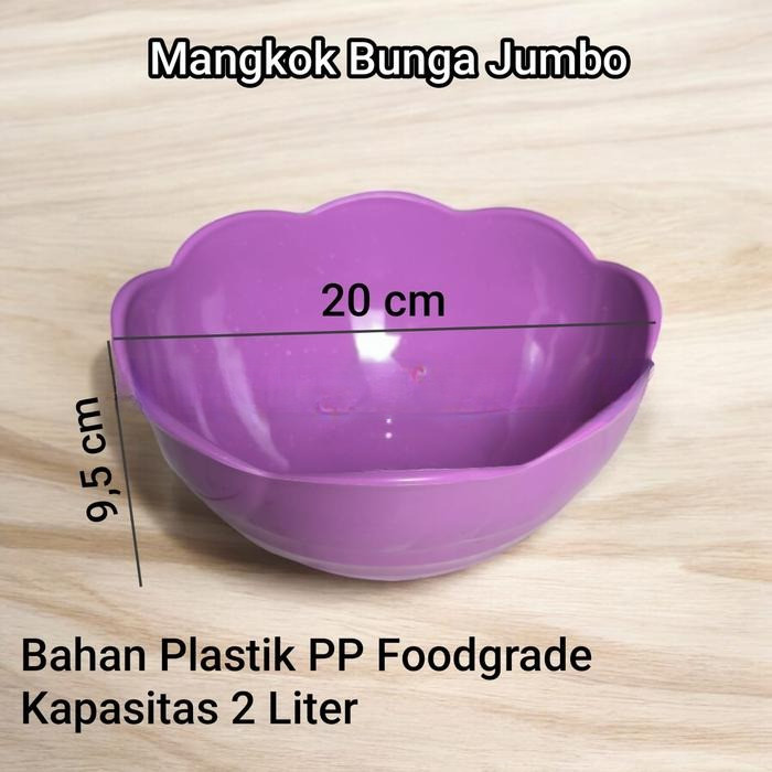 Mangkok Plastik Jumbo Motif Bunga Ukuran Besar 12 Pcs COD Mangkuk Sayur Buah Sop Soup Bakso Seblak