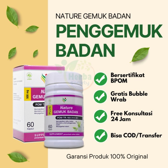 BPOM bisa (cod),, Nature Gemuk Badan Obat Penggemuk Herbal Penambah Berat Badan Dan Nafsu Makan Busu