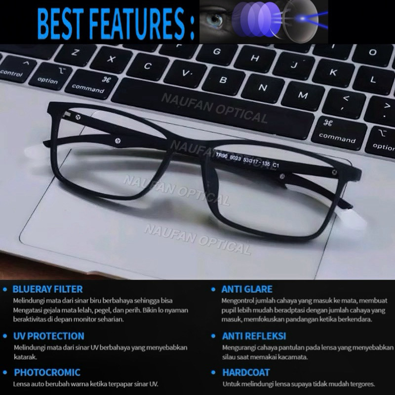 Frame kacamata TR Lentur” GAMING( UNISEX ) bisa req min / Cly Ataupun normal Antiradiasi sinar UV / 