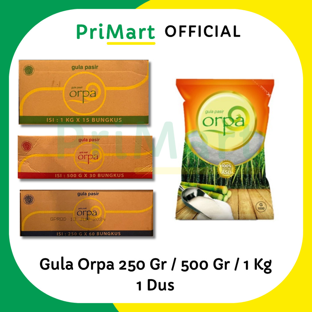 

Gula Orpa 250 Gr / 500 Gr dus (total 15 Kg) gula pasir putih