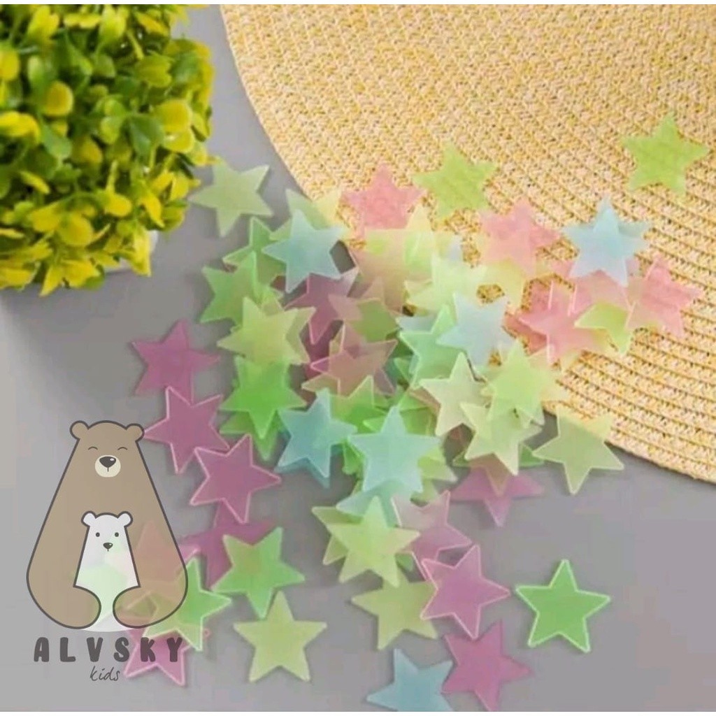 ALVSKY BINTANG KECIL GLOW IN THE DARK / WALLSTICKER / MAINAN EDUKASI ANAK BALITA BELAJAR BERHITUNG
