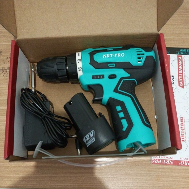 NRT-PRO MESIN BOR TANGAN BATERAI 12 VOLT/BOR CORDLESS/CORDLESS IMPACT DRILL NRT-PRO TIPE DC