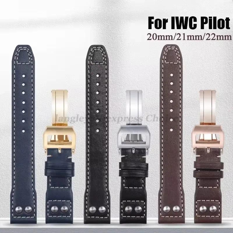 Genuine Leather Watch Strap for IWC Big Pilot Mark 18 Portuguese Belt 20mm 21mm 22mm Bracelet for Sc