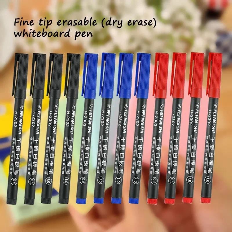 

12Pcs Erasable Whiteboard Pen 0.5/1.0mm Fine Point Black/Blue/Red Ink Blackboard Marker School Office Art Writing Stationery