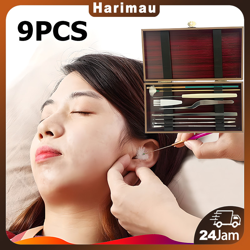 9 In 1 Alat Pembersih Kuping Pembersih Telinga Ear Wax Picker Alat Pembersih Telinga Lengkap Stainle