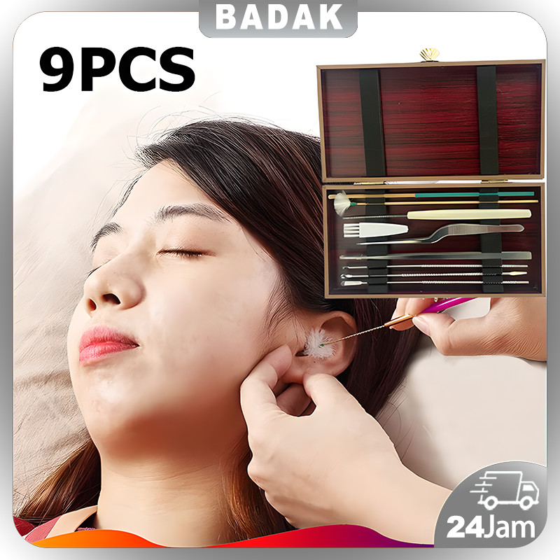 9 In 1 Alat Pembersih Kuping Pembersih Telinga Ear Wax Picker Alat Pembersih Telinga Lengkap Stainle