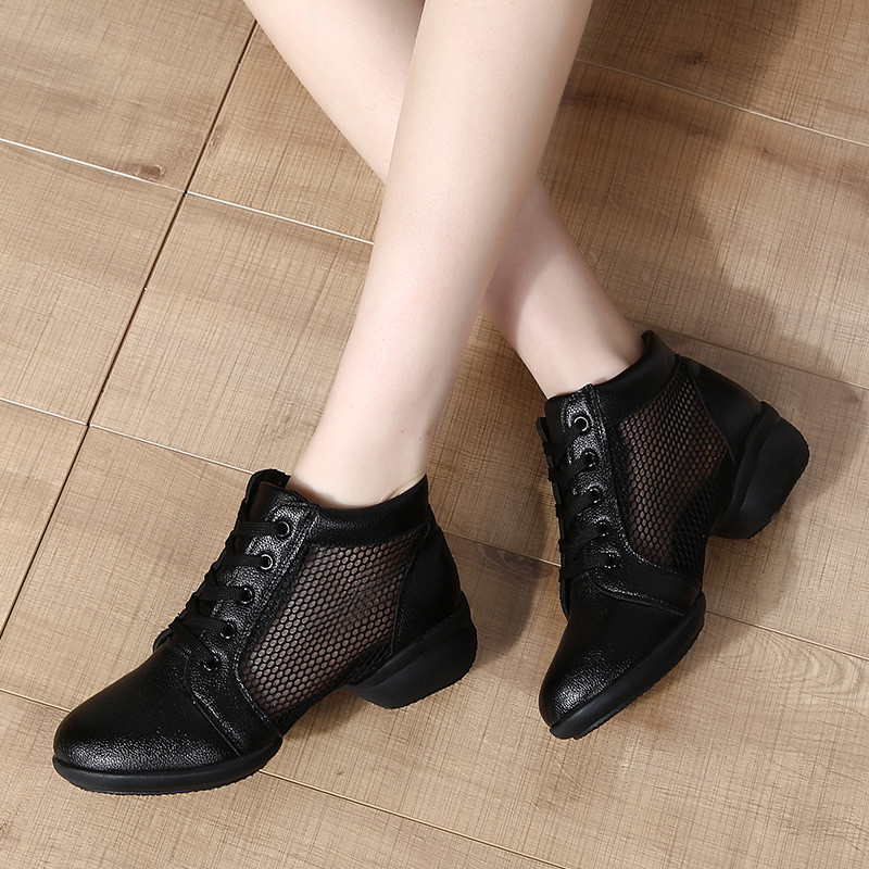 Women Genuine Leather Dance Shoes Boots Square Dance Shoes Increase Sneakers Boots Soft Sole Woman S