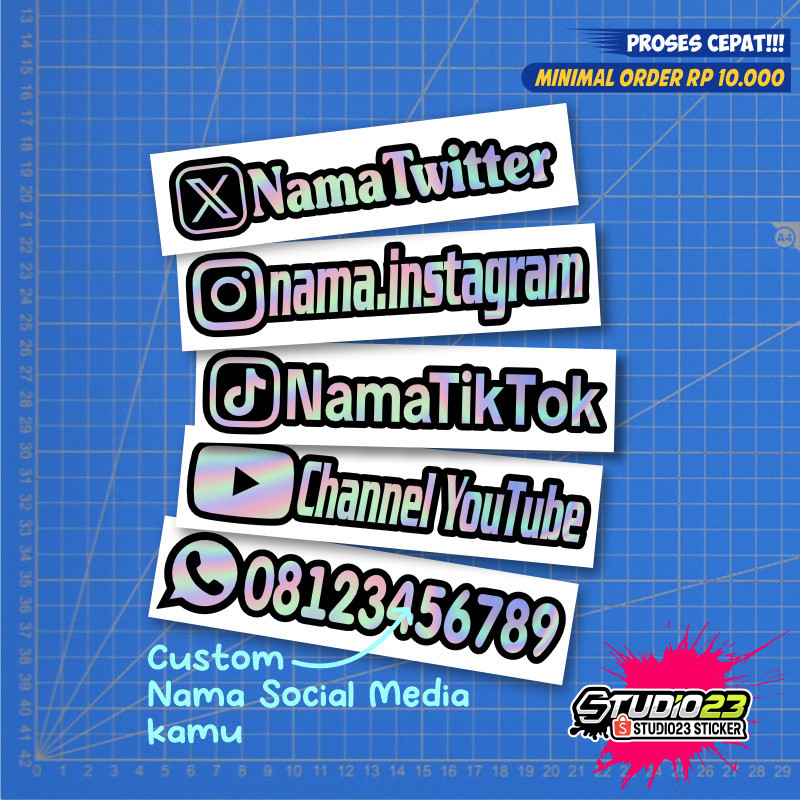 

Stiker Nama SOSMED Social Media Cutting - LIST HITAM