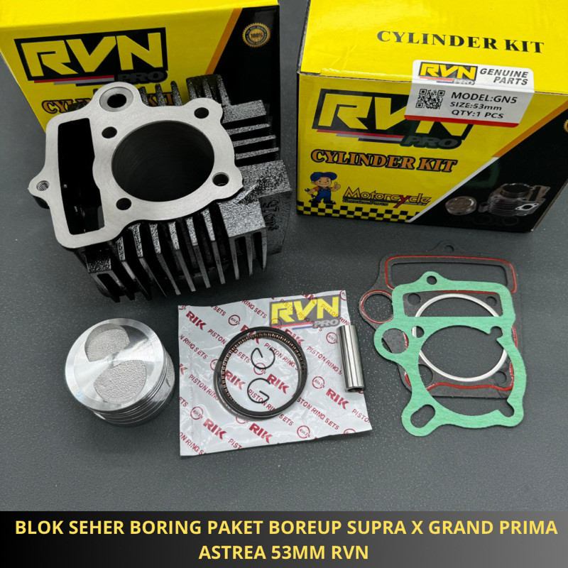 BLOK SEHER BORING PAKET BOREUP BORE UP SUPRA X GRAND PRIMA ASTREA 53MM 53 RVN THAILAND