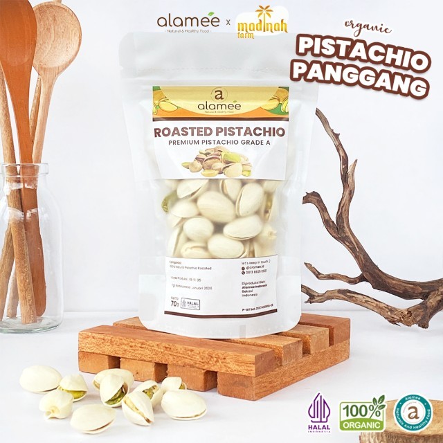 

ALAMEE Kacang Pistachio Pistacio Panggang Fustuk Roasted Premium Organic Dalam Cangkang Renyah madinah