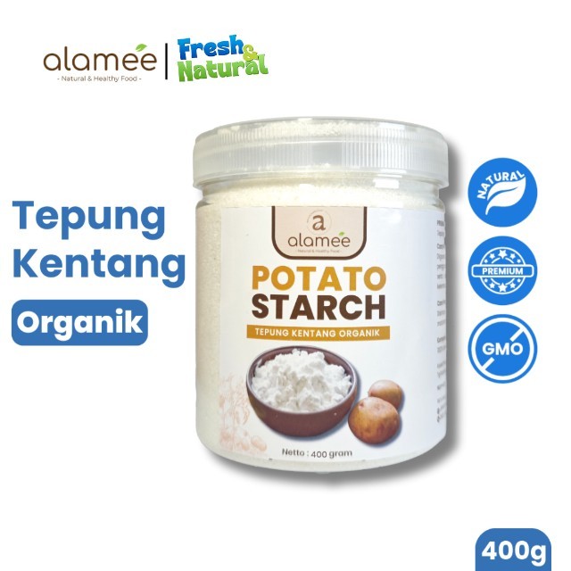 

ALAMEE Tepung Kentang Halus Potato Starch Tepung Kue PREMIUM Mashed Long Potato Powder 400gr fresh and natural