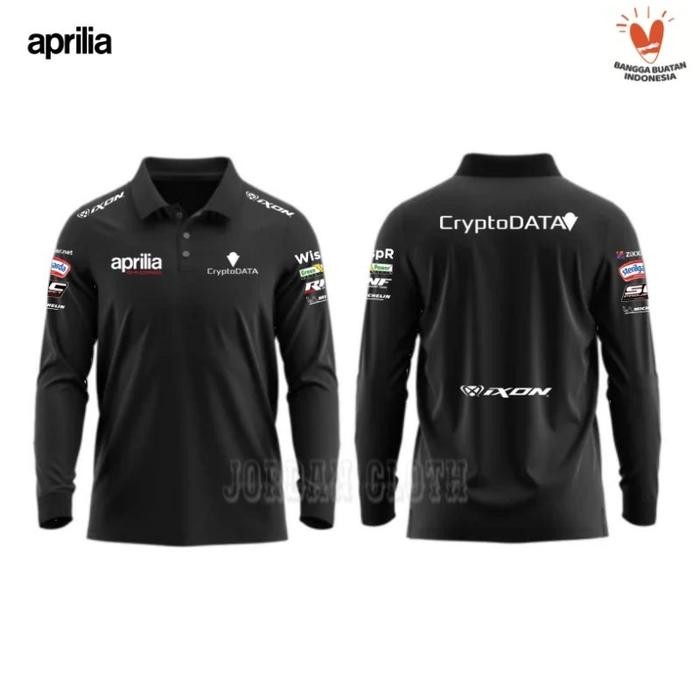 Longsleeve Polo shirt Tshirt Kaos Kerah Lengan Panjang RNF Aprilia Racing Team Balap MotoGP Kaos Mob