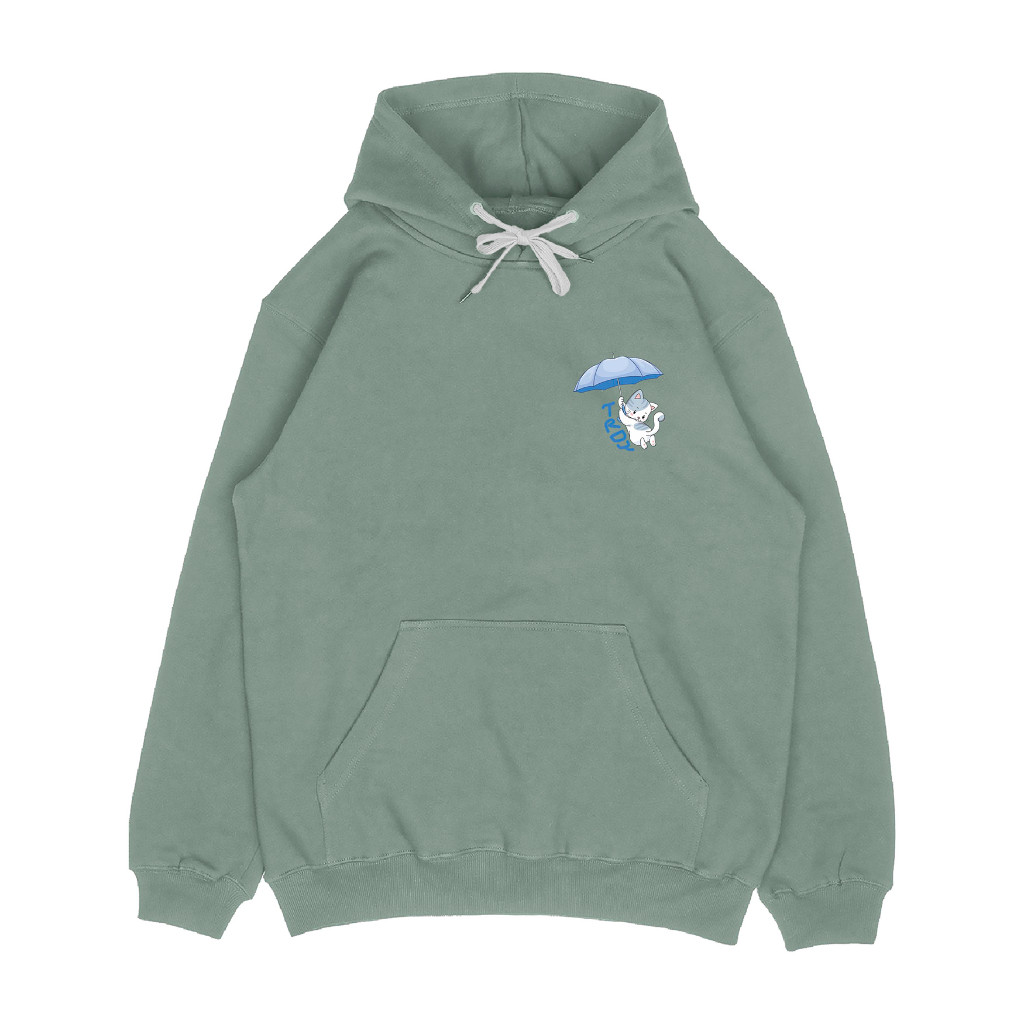 Troy Company Hoodie Green Mint Blue Umbrella Cat - Hoodie Pria Wanita Hijau Mint KH 2632