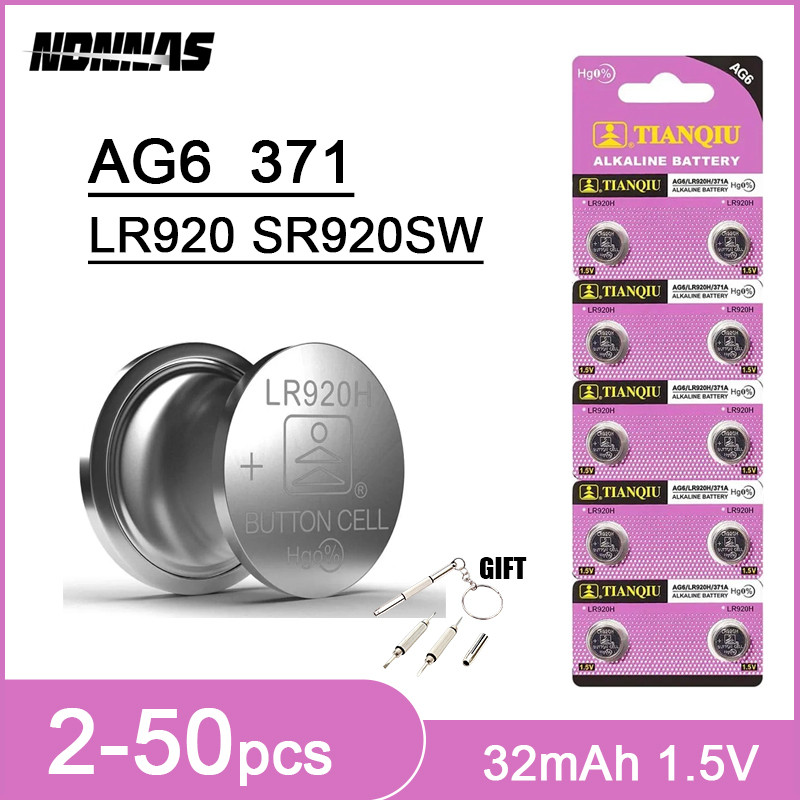 2-50pcs AG6 Alkaline Battery 1.5V Button Coin Cell 371 SR920SW LR920 SR927 171 L921 LR69 Watch Batte