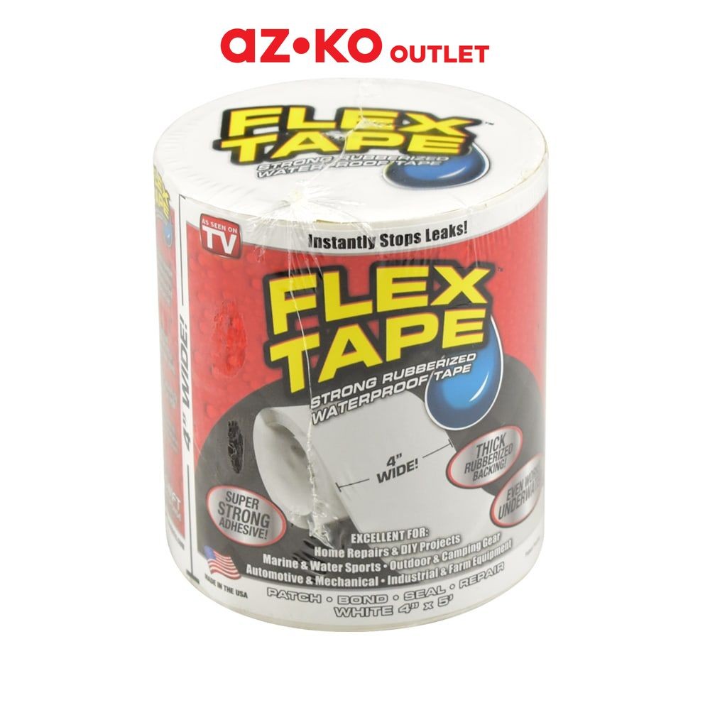 AZKO Outlet Flex Tape Isolasi Karet Tahan Air 10 cm - Putih Isolasi Lakban Perekat Anti Air Tape Wat