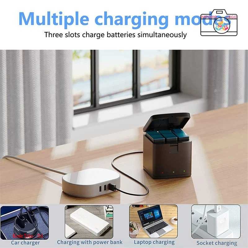 Charger Baterai 3 Slot for GoPro Hero 5/6/7/8 - GP-BCG-502 | Aksesoris Kamera Waterproof Outdoor [IM