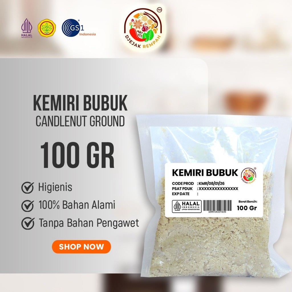 

Kemiri Bubuk / Candlenut Powder (Kemasan 100 Gr - 500 Gr)