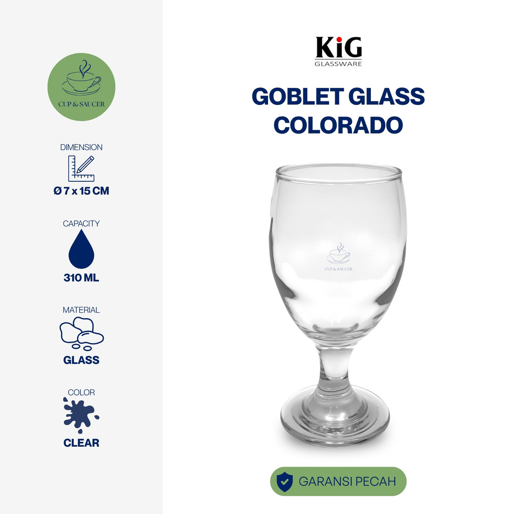 Kedaung Home Gelas Anggur Kristal Kaca Colorado Diameter 7 cm Round Stem Wine Clear Glass Cangkir Mu