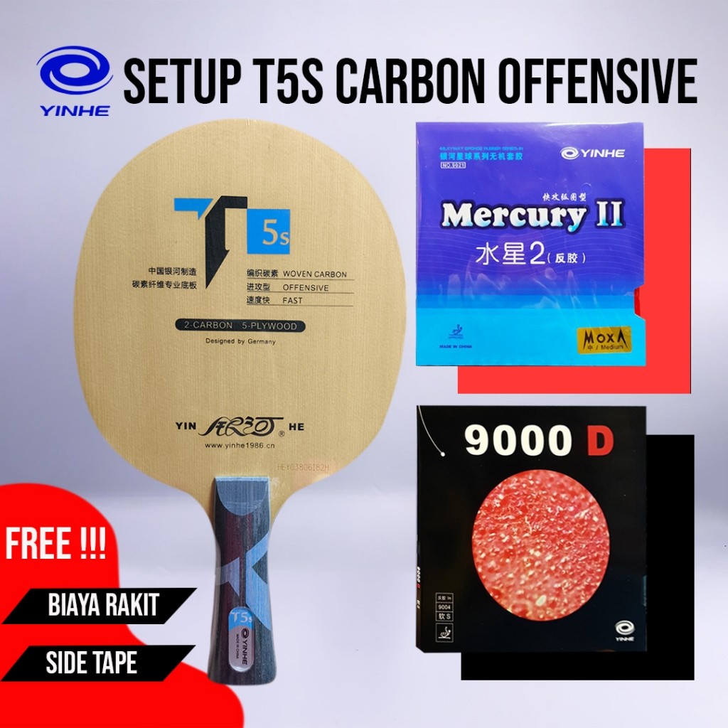 Paket Bat Pingpong Rakitan Yinhe T5S Carbon Offensive Yinhe Mercury II Yinhe 9000 DCO
