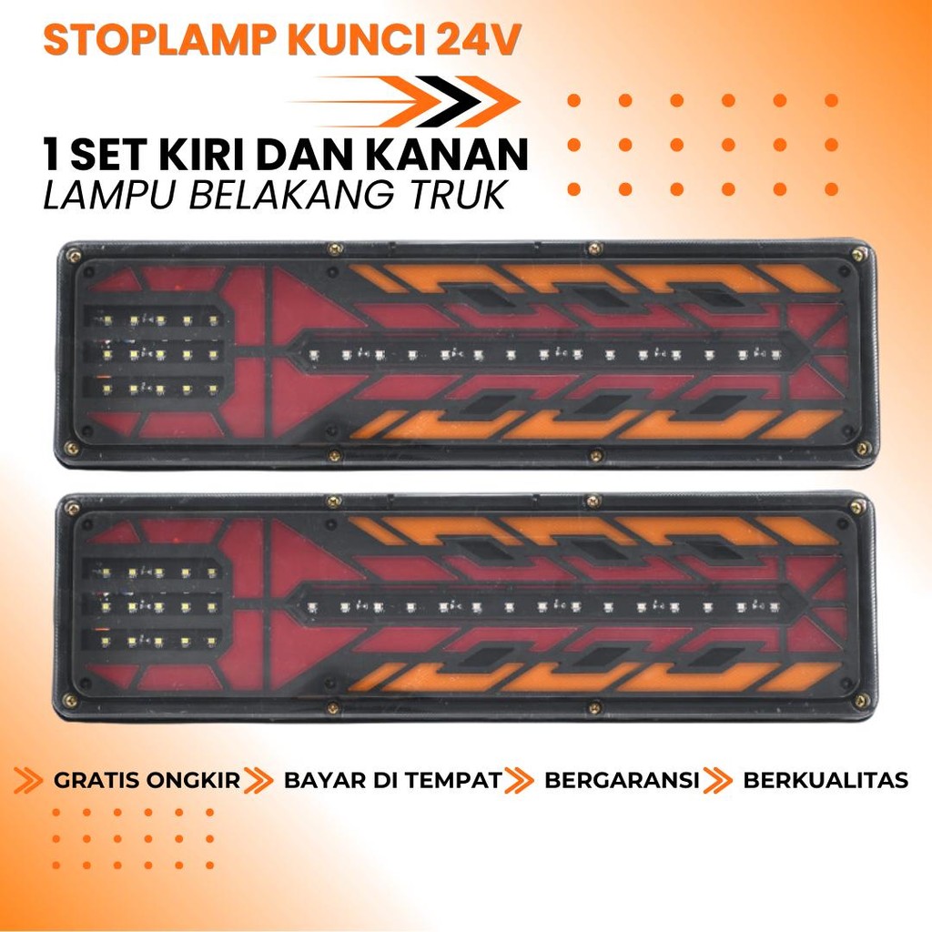 Stoplamp Truk Variasi 24 Volt Model Kunci 1 Set Lampu Stop Rem Belakang Kiri & Kanan untuk Mobil Tru