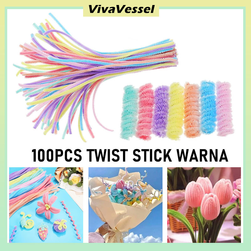 

[100PCS] Kawat Kerajinan Tangan/Anak Craft Diy Kerajinan Tangan Pipe Cleaner/Bahan Kerajinan Tangan