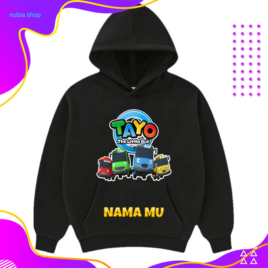 nubia Jaket Hoodie Anak Tayo The Little Bus – Jaket Hoodie Anak Cowok Cewek Karakter Lucu Bus Tayo, 