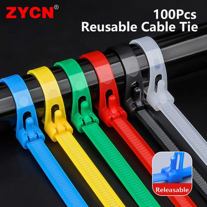 

100pcs Releasable May Loose Slipknot Nylon Cable Tie Wire Binding Wrap Straps Black Reusable Plastic 8*150/200/250/300/400/450mm