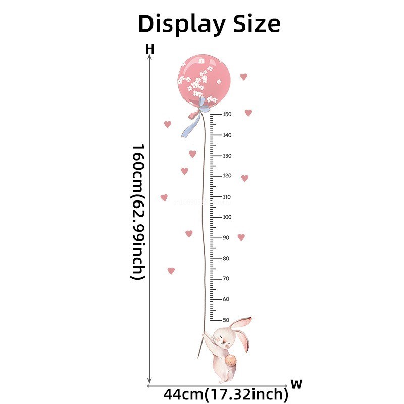 

Pink Balloon Rabbit Wall Stickers for Kids Room Baby Girls Room Decoration Height Ruler Children Height Measurement Wall Decals