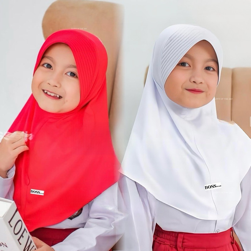 hijab anak agustus merah putihusia 3-10tahun hijab sekolah anak merah putih sd  BERGO HAMIDAH
