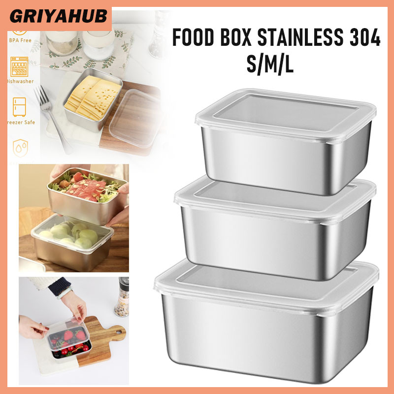 Tempat Wadah Makanan Stainless Steel/Kotak Makan Stainless Steel/ Kotak Kulkas Stainless 304