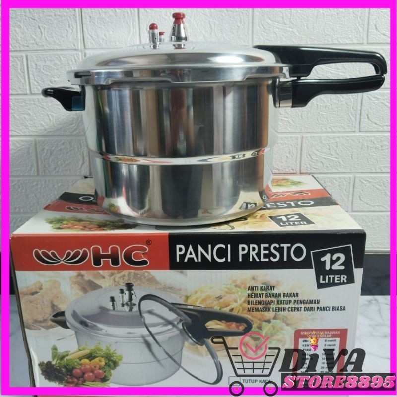 Panci Presto 12L HC Panci Presto Panci Tekanan Presto 12 Liter 28 Cm Steamer HC