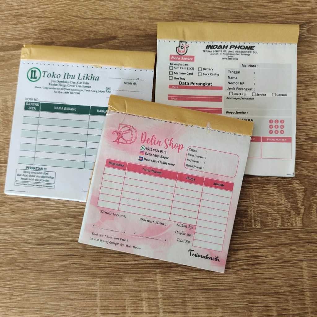 

Tanpa Min Order| Cetak Nota Custom Nama Toko Sendiri Ukuran 10 X 11 Cm 1/6 Polio 1 Ply 2 Ply