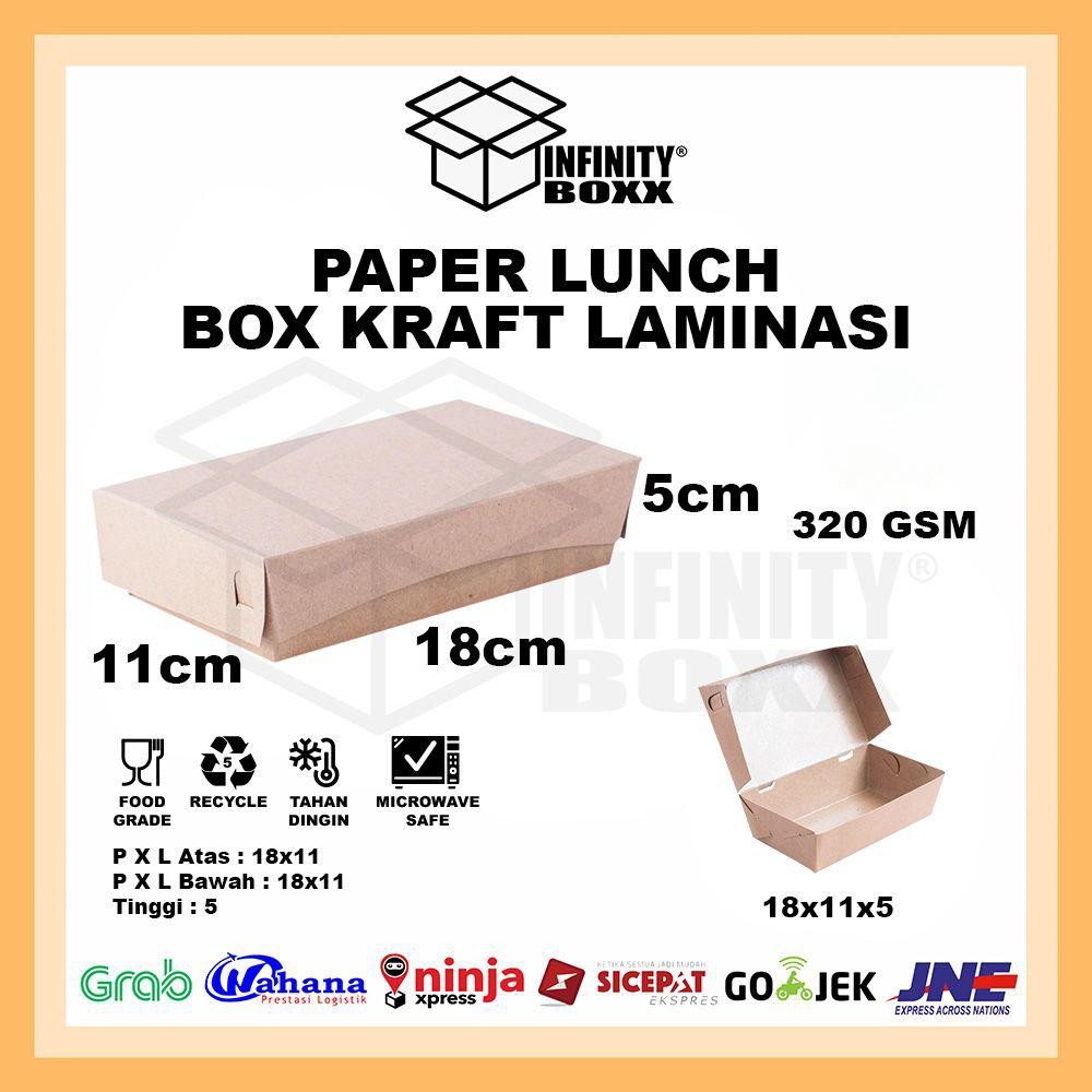 18x11x5 cm LARGE  lunch box kotak makan laminasi kertas nasi anti minyak makanan lunchbox