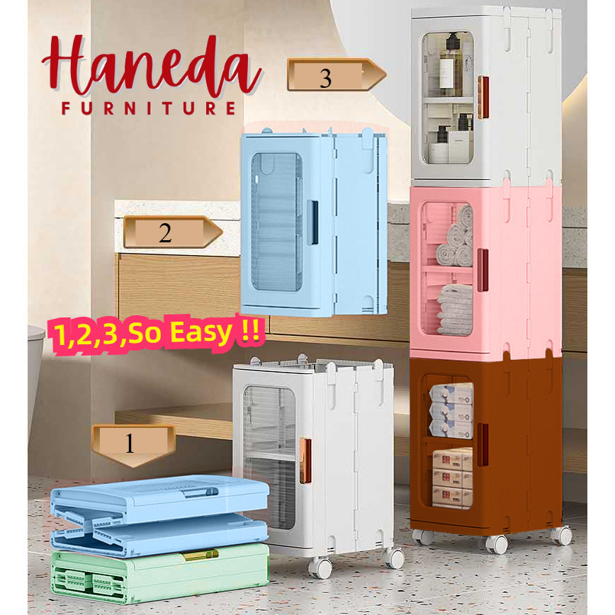 HANEDA | Lemari Leora lemari portable lemari lipat lemari pakaian lemari susun lemari plastik RODA